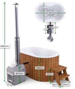 Dimensions générales du bain nordique Ofuro