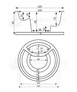 Dimensions de la cuve du bain nordique rond 225cm