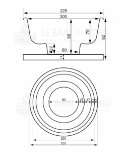 Dimensions de la cuve du bain nordique rond 225cm avec pôle externe