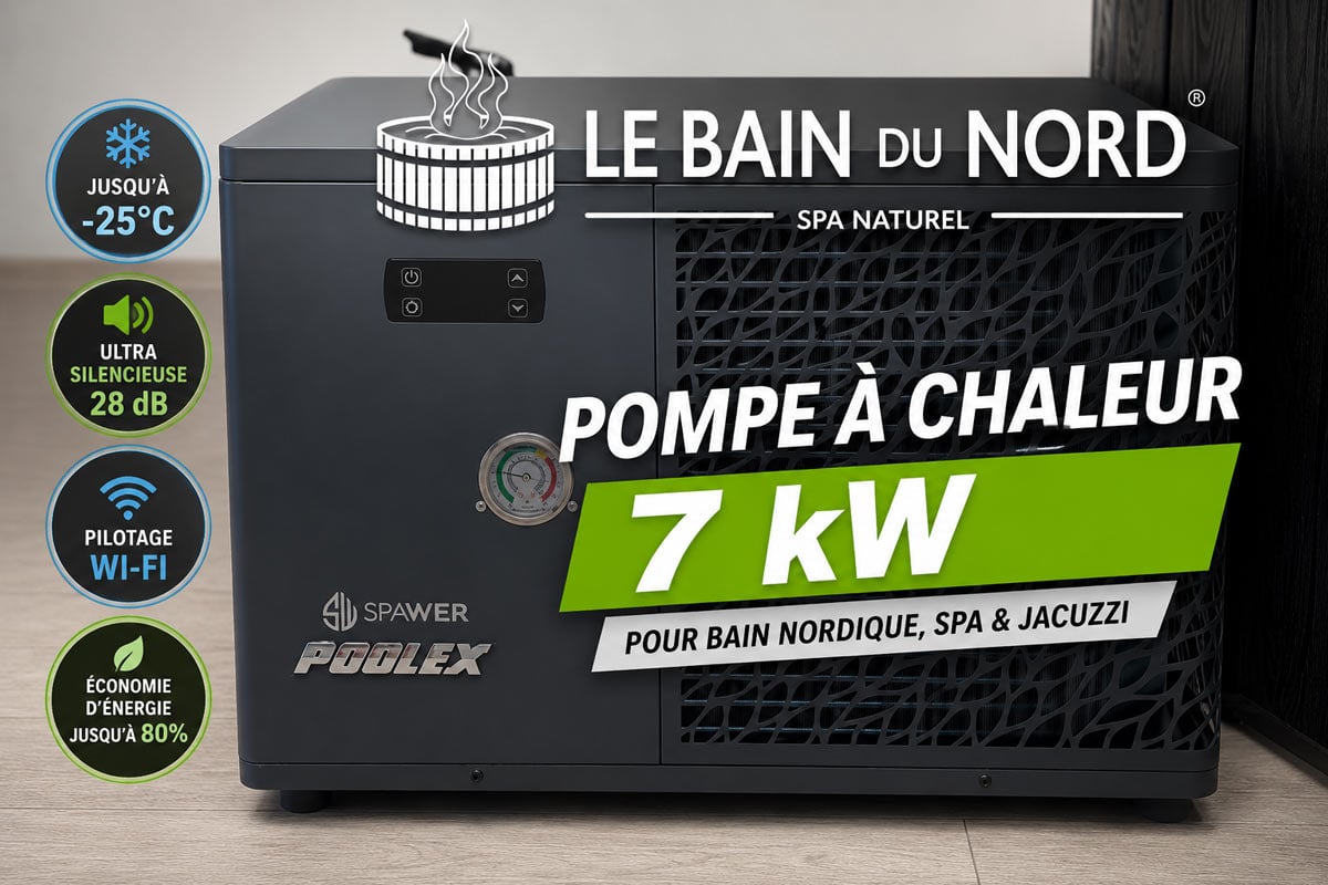 Pompe à chaleur 7 kW installée pour un bain nordique