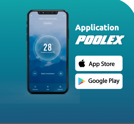 Application mobile Poolex pour piloter la pompe à chaleur depuis l’App Store ou Google Play