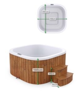 Dimensions extérieures du bain nordique électrique carré 200 × 200 cm
