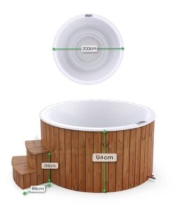 Dimensions extérieures du bain nordique électrique rond 200 cm