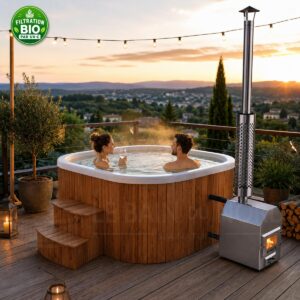 bain nordique carré de 200cm avec poêle externe