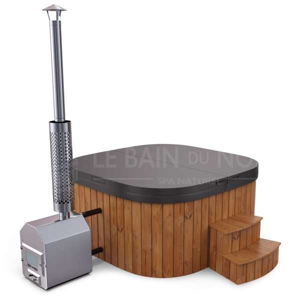 Bain Nordique carré de 200x200cm pour 8-10 personnes avec poêle externe – Image 11
