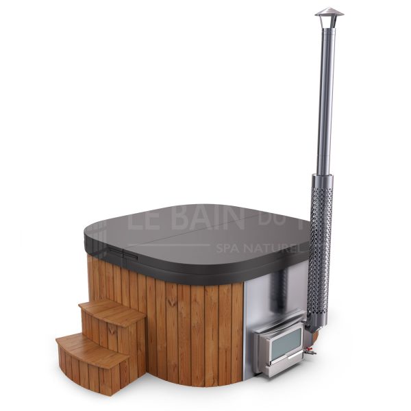 Bain Nordique carré de 200x200cm pour 8-10 personnes avec poêle intégré 16/9 – Image 3