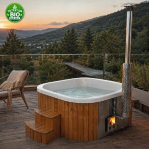 Bain nordique carré en bois de 200cm pour 8 à 10 personnes