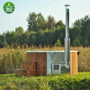 Bain nordique rond en bois de 225cm de large pour 6 à 7 personnes
