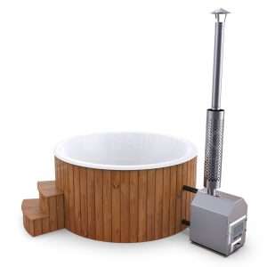 Bain Nordique rond de 225cm pour 7-8 personnes avec poêle externe