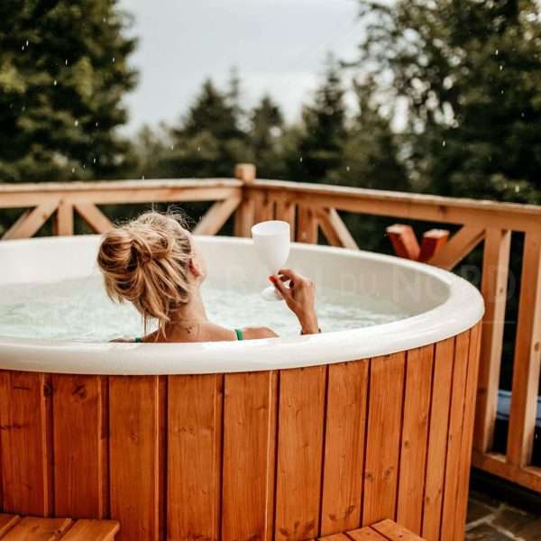 Bain Nordique rond de 225cm pour 7-8 personnes avec poêle externe – Image 9
