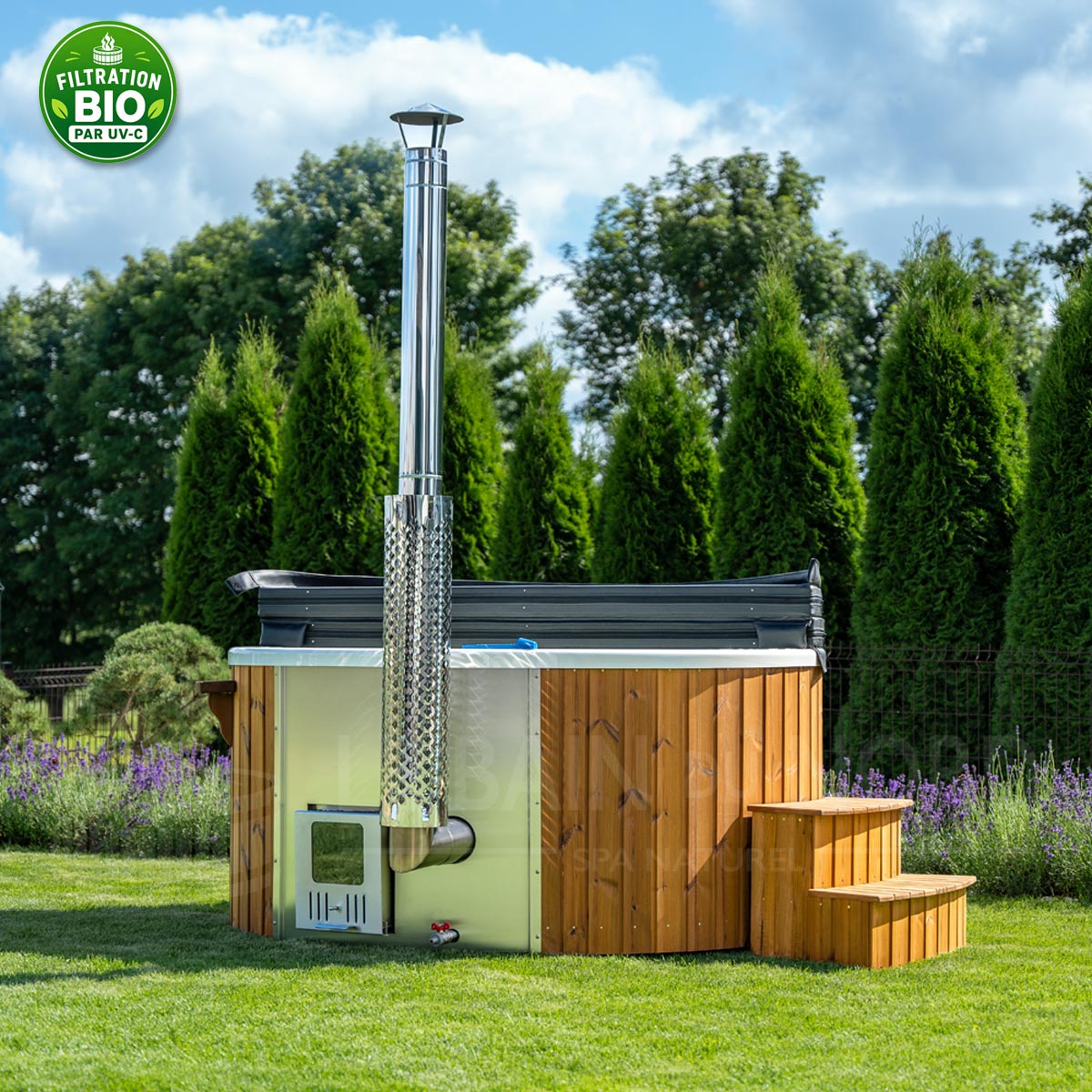 Bain nordique rond en bois 200cm pour 4 à 5 personnes