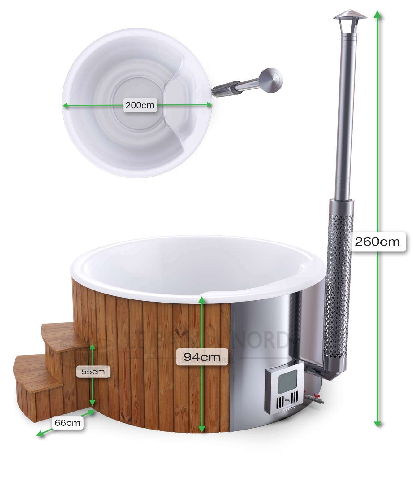 Dimensions Bain Nordique Rond interne 200cm