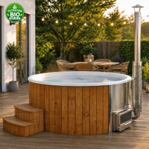 bain nordique rond de 225cm de large pour 7 à 8 personnes