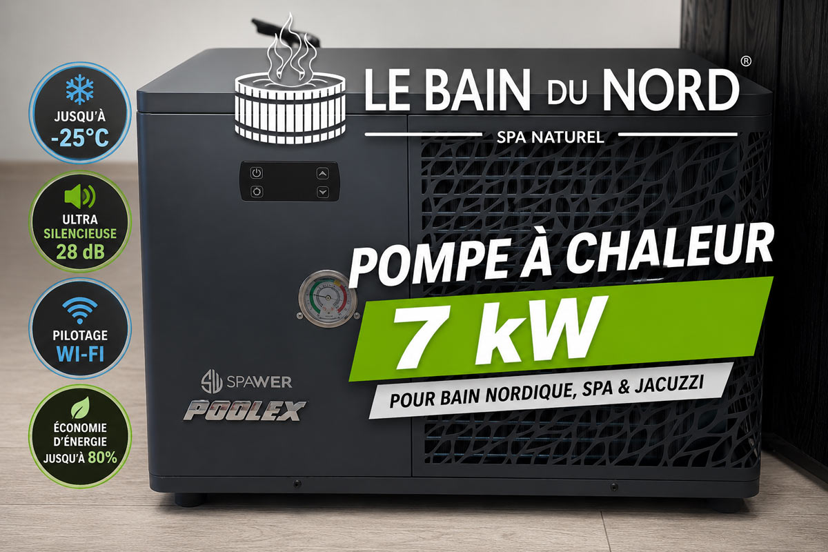 Pompe à chaleur 7 kW installée pour un bain nordique