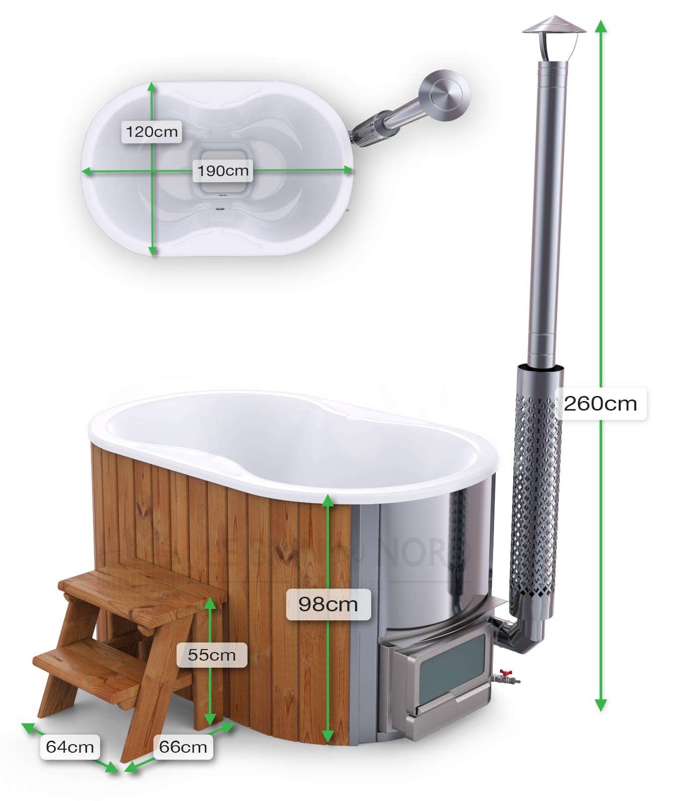 Dimensions Bain Nordique Ofuro interne