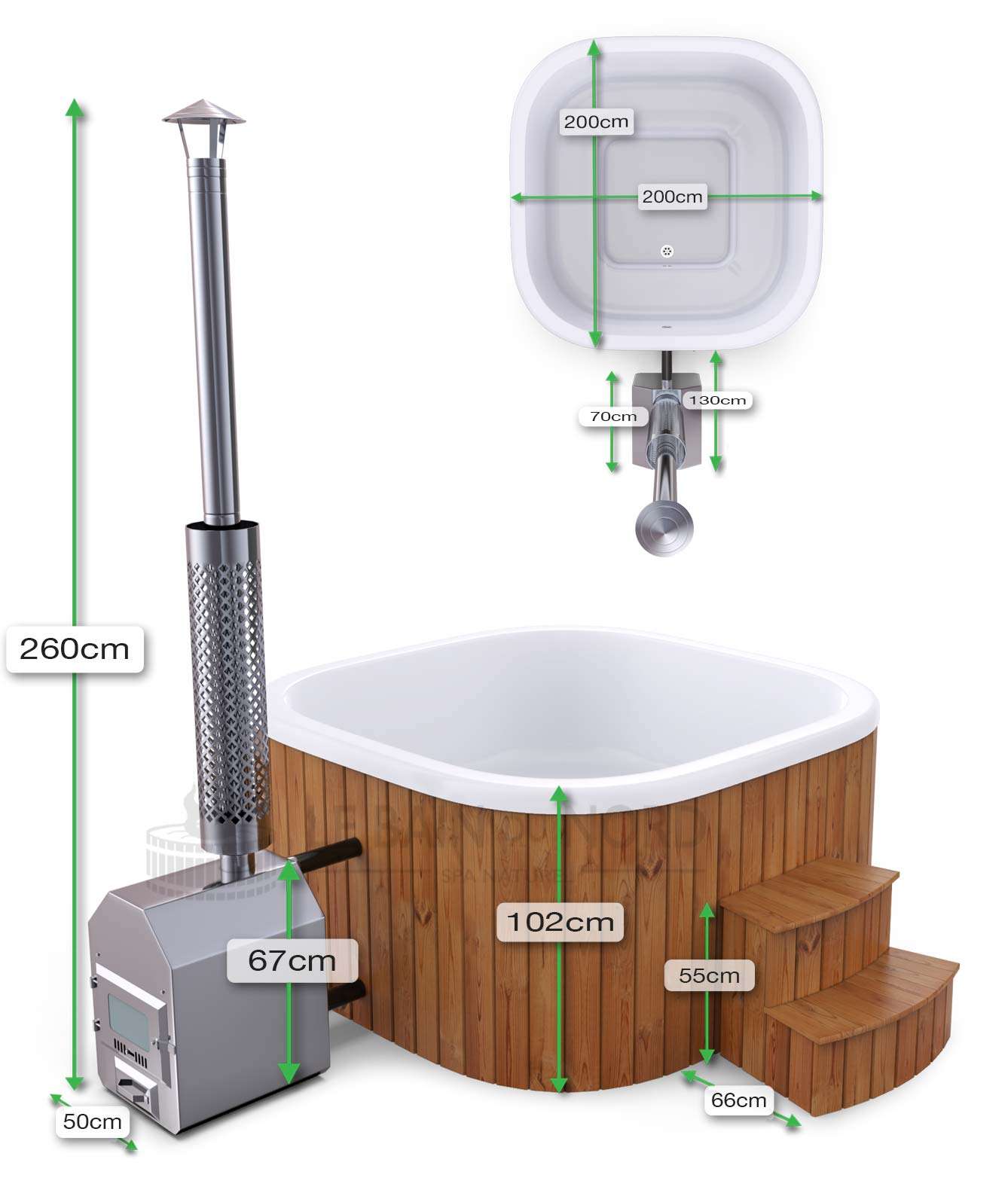 Dimensions Bain Nordique Rond externe